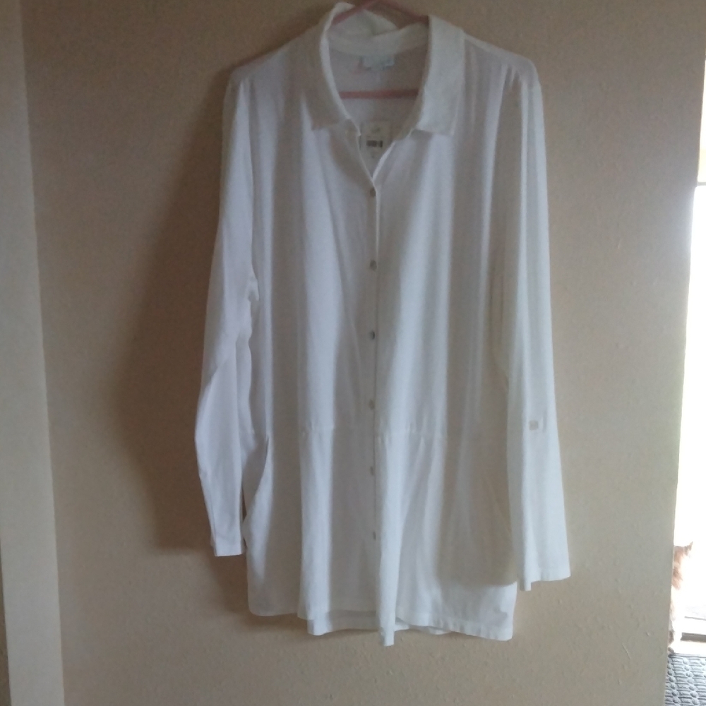 J. Jill Elegant White Long Sleeve Blouse NWT